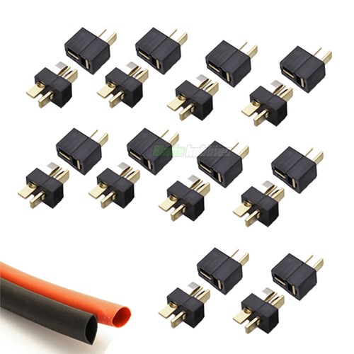 10 PAIRS OF RC Mini Deans Ultra Nylon T Connector Plug & Heatshrink Lipo Battery