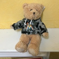 Miami Marlins MLB Baseball Beige Plush Toy Hoodie Teddy Bear 12"
