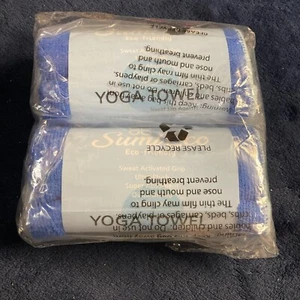 2  Sumi Eco Yoga towel 15” x 24” Blue towel with Gray trim 100%  microfiber