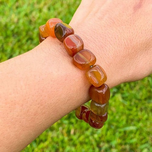 Carnelian Gemstone Tumbled Stone Bracelet Reiki Yoga Gift Crystal - Picture 5 of 5