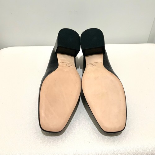 Kate Spade Gabby Black Leather Block Heel Loafer Square Toe Shoes Gold Chain 7.5 - Picture 9 of 9