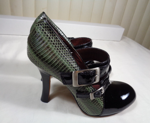 modern vintage black patten Leather & snake Shoes Black Pumps EU size 37.5 - Picture 4 of 24
