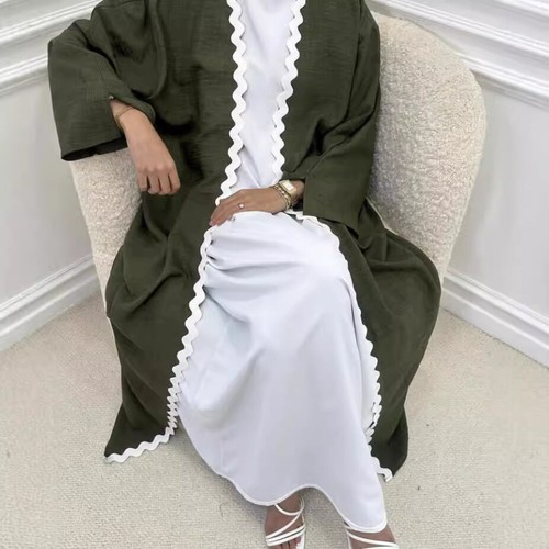 Conjuntos de 2 piezas cárdigan caftán abierto kimono pavo abaya vestido de fiesta de Dubai para mujer musulmana - Imagen 35 de 46