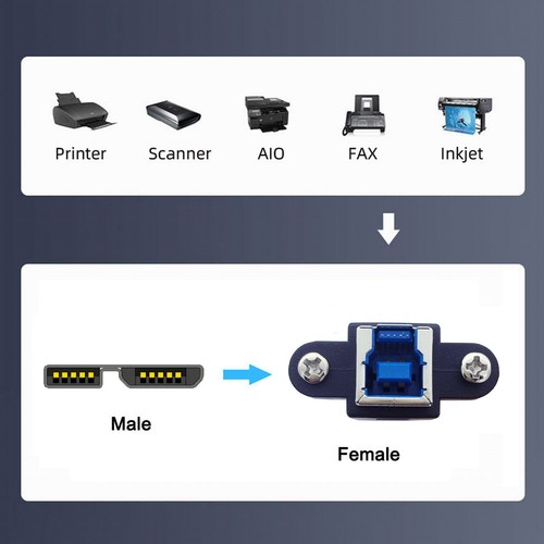 Cablecy USB 3.0 Type-B Female to USB3.0 Micro-B Male Cable Extension 5Gbps 30cm - Picture 7 of 8