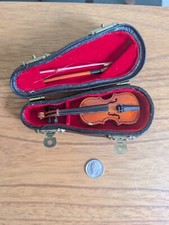 Vintage Miniature Violin in Black Case 4 Inches Great Gift for Violinist