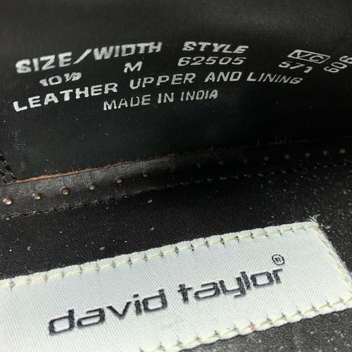 Scarpe stringate David Taylor Oxford nere in pelle punta alare brogue punta tonda 10,5 m - Foto 12 di 12
