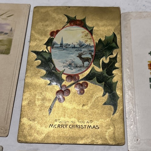 Vintage Lot Of 8 Holiday Postcards Christmas New Years 1909-12 Postmark Stamp - Picture 13 of 19