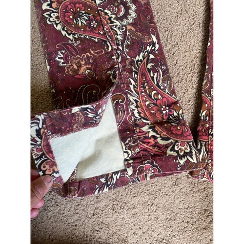 Paisley Corduroy Pants Vintage Style High Waist Trousers Maroon Size 27 - 第 3/10 張圖片