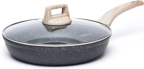 CAROTE Nonstick 10" Clasic Granite Stone Cookware Frying Pan Skillet w/Glass Lid