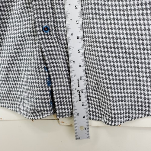 Camicia uomo Robert Graham pied de poule check flip cuff 1XLT cotone nero/bianco unica - Foto 8 di 11
