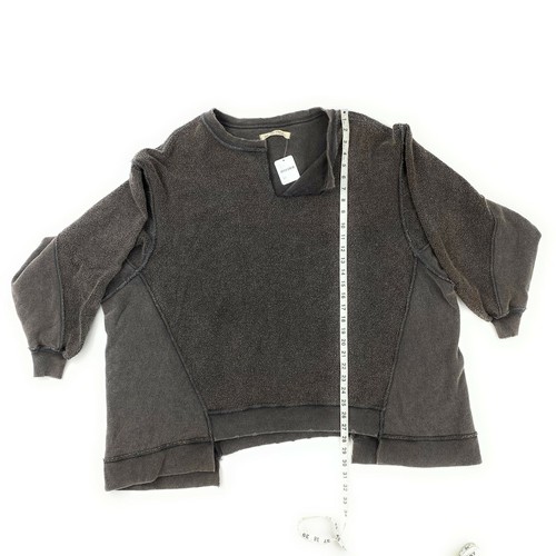 Free People We The Free Black Thermal Sweatshirt XS Cozy Distressed V-Neck NWT - Picture 2 of 6