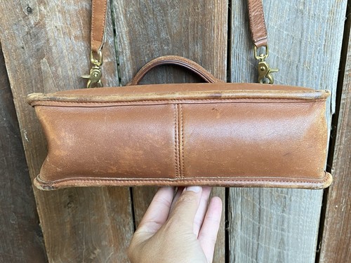 Vintage Coach Willis British Tan Leather Top Handle Crossbody Shoulder Bag 9927 - Picture 3 of 11