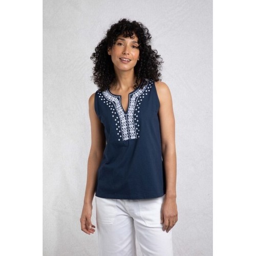 Weird Fish Tirtha Embroidered Jersey Vest - Navy - 10 12 14 16 - BNWT - Picture 2 of 7