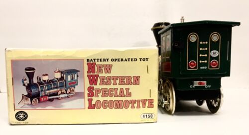 VINTAGE A BATTERIA MYSTERY ACTION NUOVO WESTERN SPECIAL LOCOMOTIVA TRENO DI LATTA - Foto 7 di 11