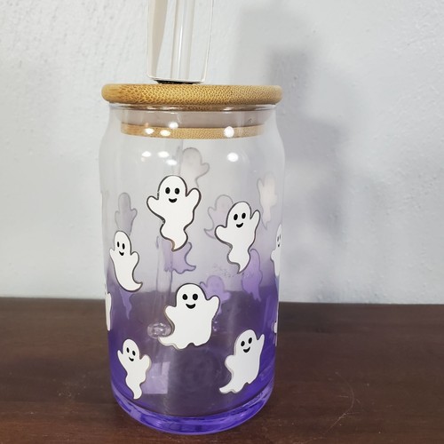 Cobwebs and Cauldrons Ghost Glass Can Mug- Color Changing - Picture 6 of 8