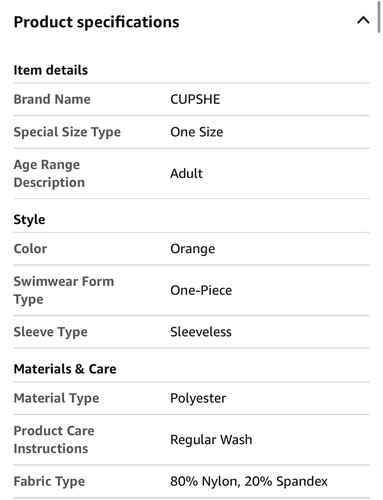 Cupshe High Neck Tummy Control One Piece Swimsuit Orange NWT (M) - Picture 6 of 7