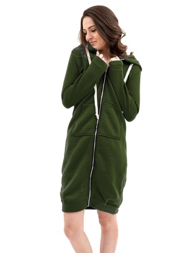 Women Winter Zipper Hoodie Sweater Hooded Long Jacket Sweatshirt Coat Plus Size - Picture 16 of 17