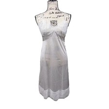 Vtg Full Slip White Lace Accents Babydoll Sz 34 Romantic Flirty Sheer