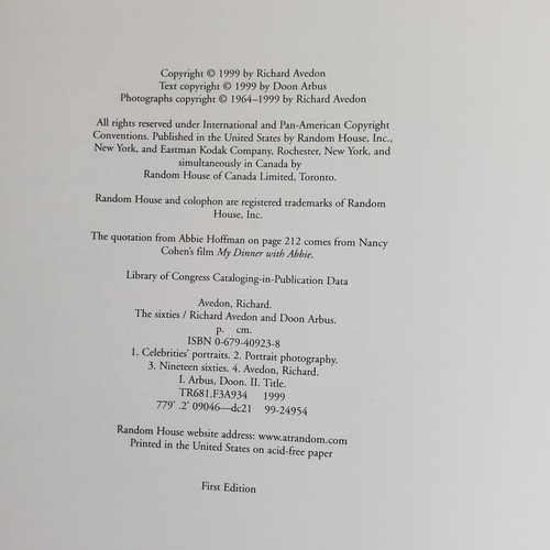 Avedon the Sixties by Richard Avedon and Doon Arbus 1999 Hardcover Dust Jacket - Picture 5 of 6