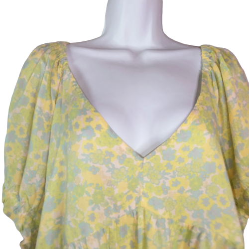 Abound Damen Bauernbluse Multi Tarry Blumen gelb Übergröße 3X neu mit Etikett - Bild 4 von 12