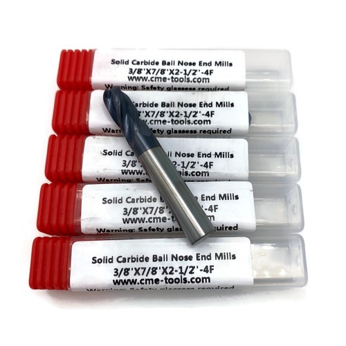 5pcs 3/8" Solid Carbide Ball End Mills Tialn Coated,center-cutting #1006-BTN-38 - Picture 1 of 3