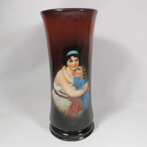 Vintage Portrait Pottery Vase Germany Madame Vigee Lebrun and Daughter 9.25"