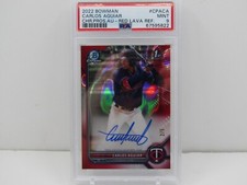 CARLOS AGUIAR 2022 BOWMAN CHROME RED LAVA REFRACTOR AUTO! #2/5! SSP! PSA 9!