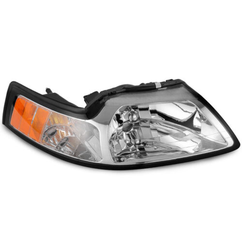 Chrome Housing Headlights For 1999-2004 Ford Mustang V6 GT SVT Cobra Amber Lamps - Picture 4 of 10