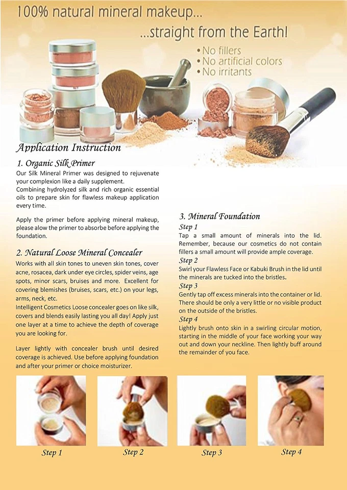 Mineral Make up Foundation 7PCE SET Natural Pure Minerals Makeup Made in UK - Image 4 of 4