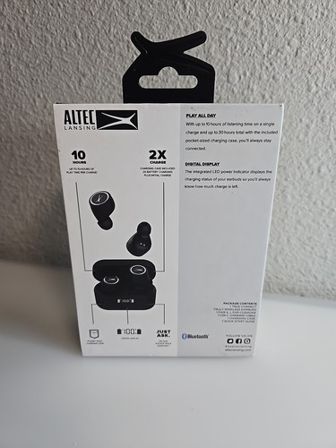 Altec Lansing True Connect Truly Wireless Earphones Earbud Bluetooth Black - Picture 2 of 3