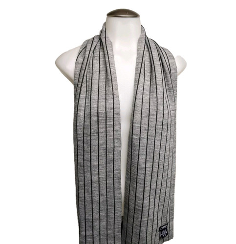 Sciarpa Chaps reversibile righe grigie a righe acriliche nuova con etichetta - Foto 1 di 8