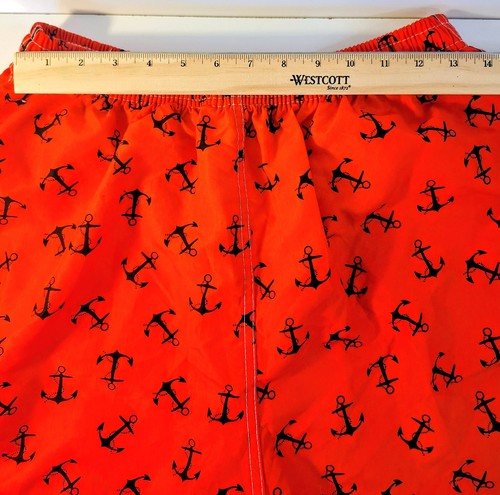Red With Anchors Mens Drawstring Waist Swimwear Swim Trunks L Large MidnightCoco - Picture 2 of 8