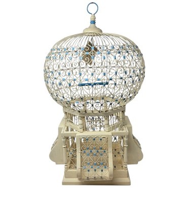 Vintage Victorian Spiral Wire & Wood Hot Air Balloon Birdcage With Tag NEW READ