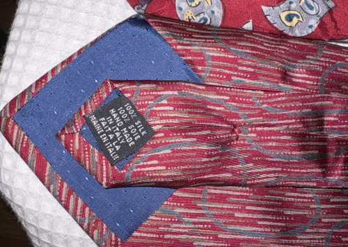 Lotto fascio cravatta collo seta vintage x8 geometrica classica carriera paisley rosso - Foto 16 di 16