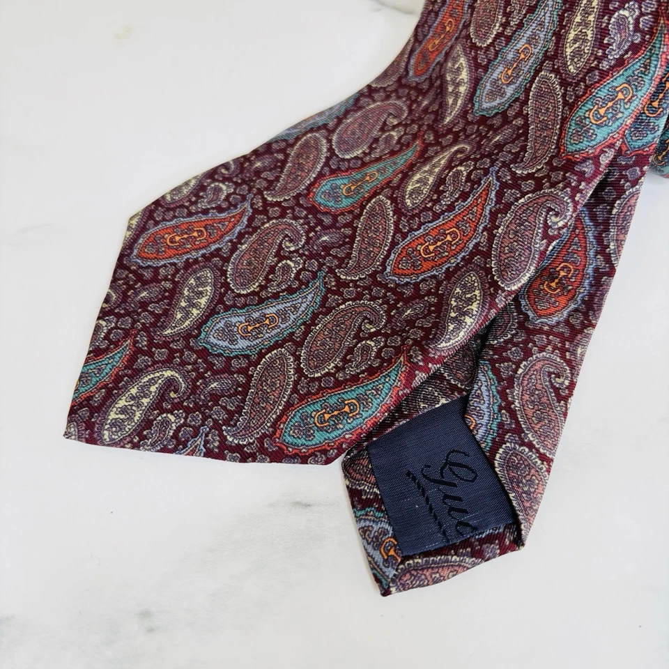 Corbata vintage Gucci para hombre Jacquard diseño cachemir talla clásica Foto 2 de 4