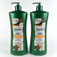 Suave Sweet Coconut 2-in-1 Soften Shine Shampoo Conditioner 28 oz 2 Pack New