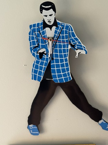 Elvis Presley Pendel Swinging Legs Clock in Blue SPEEDWAY VTG NIB RARE - Bild 9 von 10