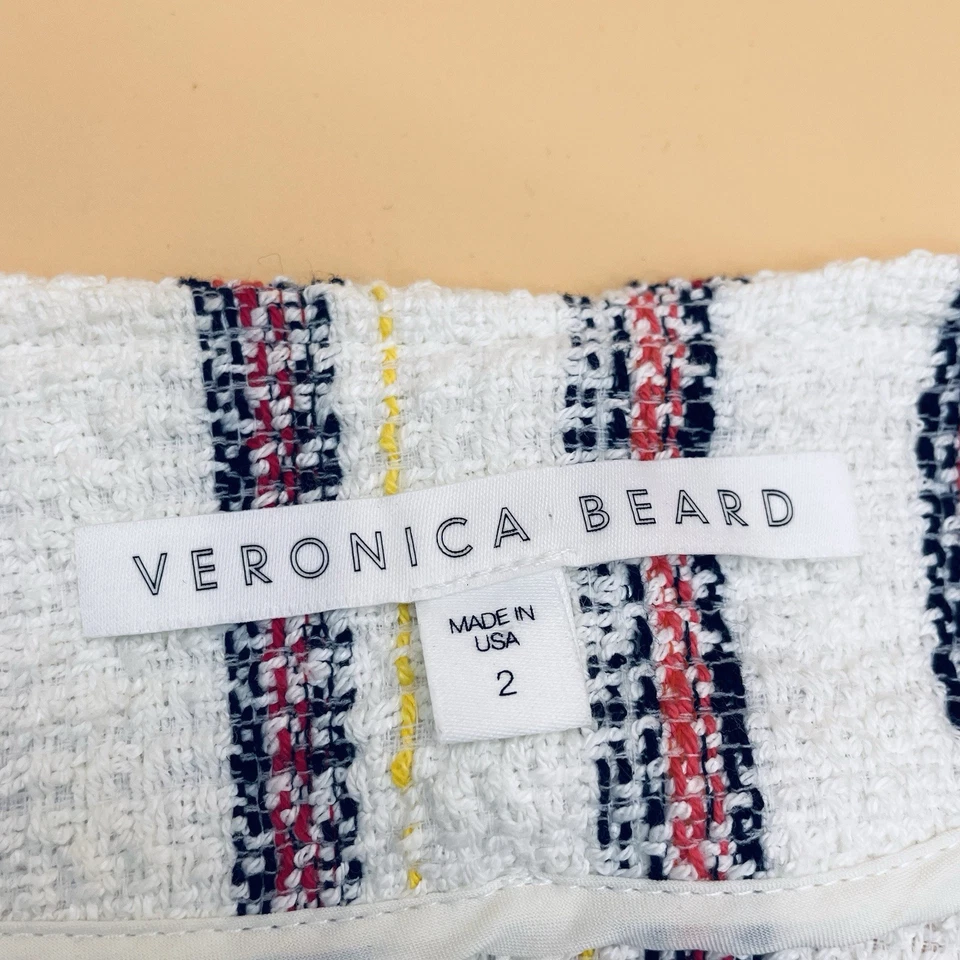 Chaqueta Veronica Barba MARA Rayas Tweed Moto Cremallera Talla 2 Foto 3 de 4