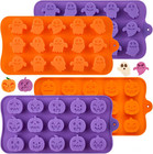 Halloween Candy Molds 4 Pack Silicone Chocolate Molds Shaped with Pumpkin and G