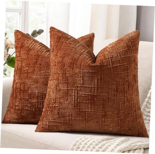  Fall Chenille Throw Pillow Covers 18x18 Set of 2 18" x 18" (Pack of 2) Rust - Bild 1 von 7