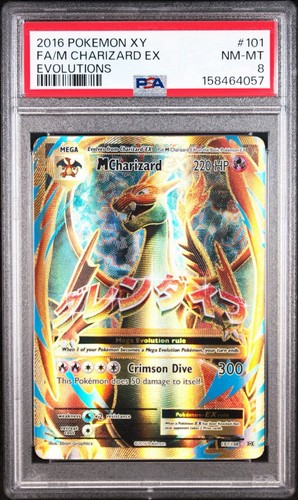2016 Pokémon Evolutions Full Art M Charizard EX 101/108 Holo PSA 8
