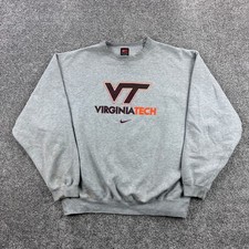 Vintage Virginia Tech Hokies Sweatshirt Mens XL Gray Nike Center Swoosh VT Tech