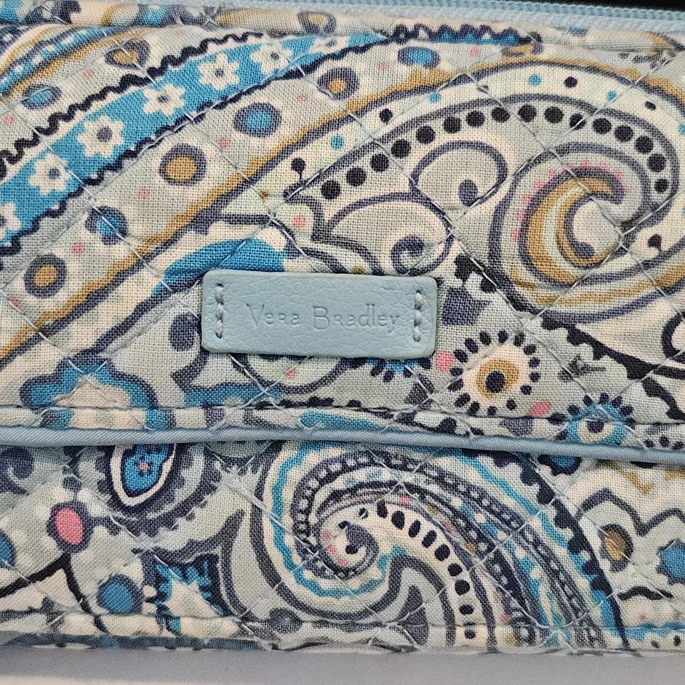 Vera Bradley RFID Todo en Uno Muñequera Billetera Teléfono Estuche Azul Punto Margarita Cachemira Foto 3 de 4