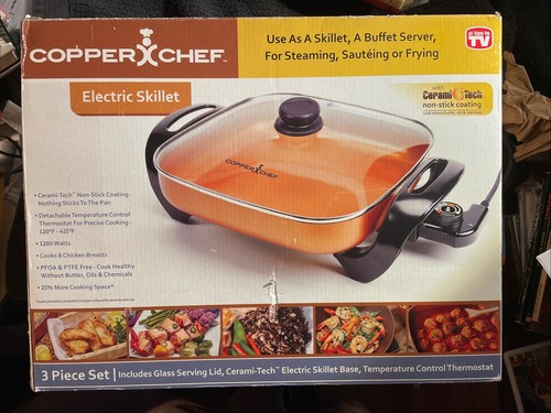 Copper Chef Elektrische Pfanne 12" x 12" Köcheln Saute Dampf & Braten Arbeitsplatte OVP