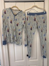 Little Sleepies Frozen Elsa Anna Olaf Womens Bamboo Pajamas Set S Disney As Is