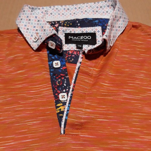 Maceoo Herren M/3 Poloshirt Button Down Orange Kontrast Performance Rugby  - Bild 5 von 14