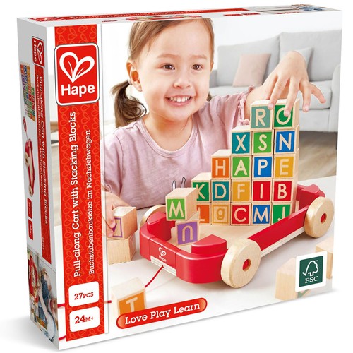 Play Essentials: Pull Along: Cart w/ Stacking Blocks