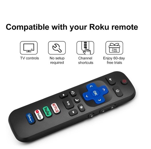 (Pack de 2) Mando a distancia de repuesto para Roku-TV, compatible para TCL Roku/Hisen - Imagen 2 de 3