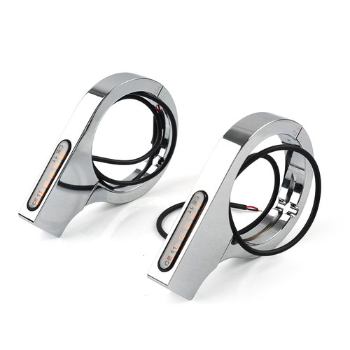 Motorrad Chrome LED-Gabelblinkerleuchte, bernsteinfarben, für Harley Touring - Picture 6 of 11