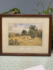 Vintage Framed & Glazed Art Print -Henry H Parker ‘Harvesting ‘ Pastoral